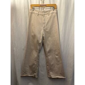 Zara The Marine Straight Jeans Sand Womens High Waist Raw Hem Flat Front Sz 8